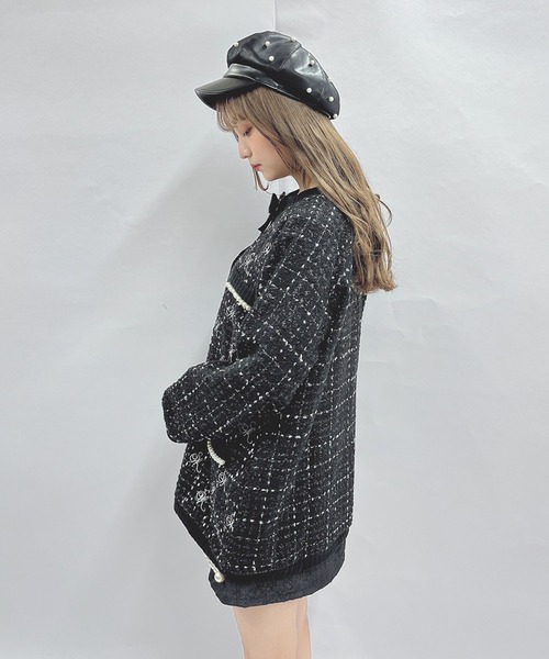 Swankiss(スワンキス)の「HB SK tweed C/D(カーディガン/ボレロ・レディース・ホワイト/ブラック/ピンク・FREE)」の16枚目の写真