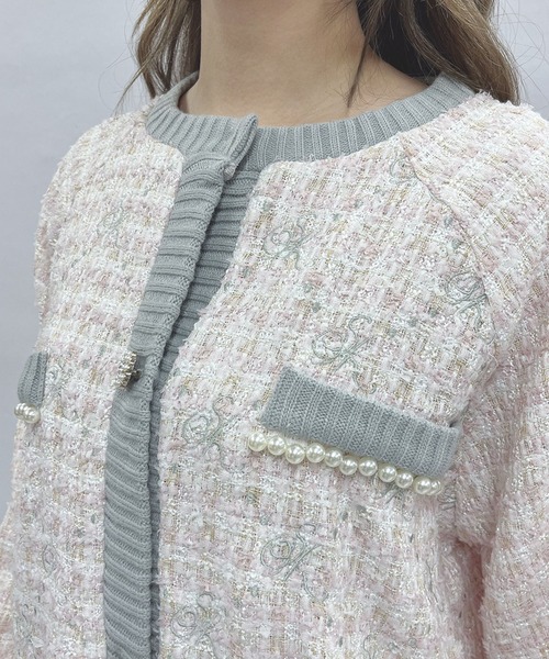 Swankiss(スワンキス)の「HB SK tweed C/D(カーディガン/ボレロ・レディース・ホワイト/ブラック/ピンク・FREE)」の19枚目の写真