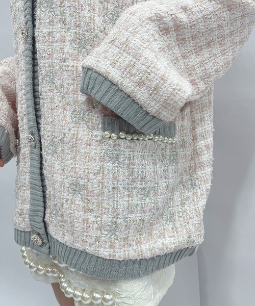 Swankiss(スワンキス)の「HB SK tweed C/D(カーディガン/ボレロ・レディース・ホワイト/ブラック/ピンク・FREE)」の21枚目の写真