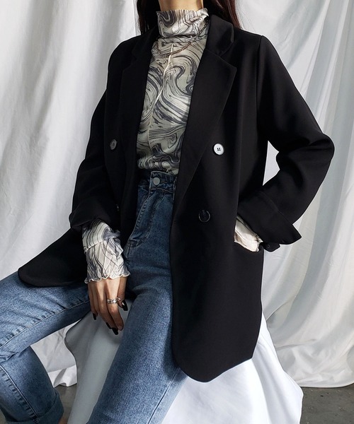 9color 】袖ロールアップダブルテーラードジャケット（テーラード