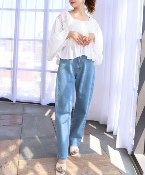 moment+（モーメントプラス）の「インド綿100％コットンボイル カットワーク刺繍ショート丈カーデブラウス（シャツ/ブラウス・レディース・ブラック/オフホワイト/ミント/ラベンダー・FREE）」の9枚目の写真