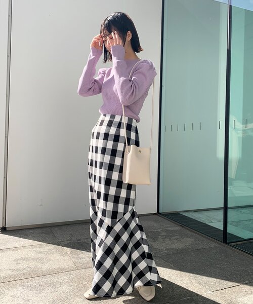 OPAQUE.CLIP（オペークドットクリップ）の「◆TCギンガムチェック キリカエマーメイドスカート（スカート・レディース・ブラック系2/黄緑系3・40/38/42/36）」の12枚目の写真