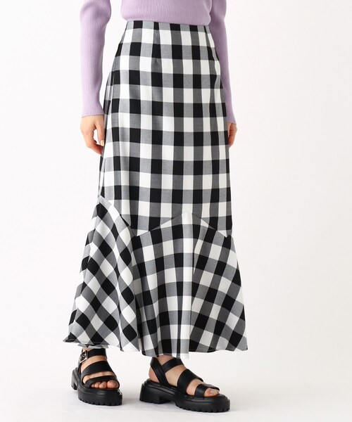 OPAQUE.CLIP（オペークドットクリップ）の「◆TCギンガムチェック キリカエマーメイドスカート（スカート・レディース・ブラック系2/黄緑系3・40/38/42/36）」の18枚目の写真