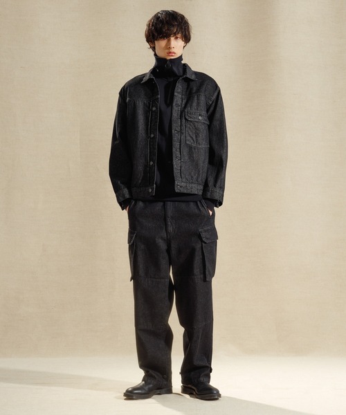 ADAM ET ROPE'（アダムエロペ）の「【コットンUSA】ビッグシルエット ドライタッチ ライトオンスデニムジャケット/サステナブル（デニムジャケット・メンズ・ブラック系その他/ネイビー・M/L/XL）」の3枚目の写真