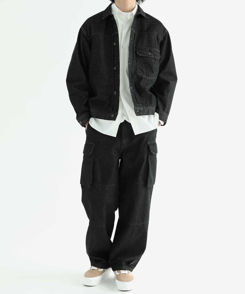 ADAM ET ROPE'（アダムエロペ）の「【コットンUSA】ビッグシルエット ドライタッチ ライトオンスデニムジャケット/サステナブル（デニムジャケット・メンズ・ブラック系その他/ネイビー・M/L/XL）」の18枚目の写真