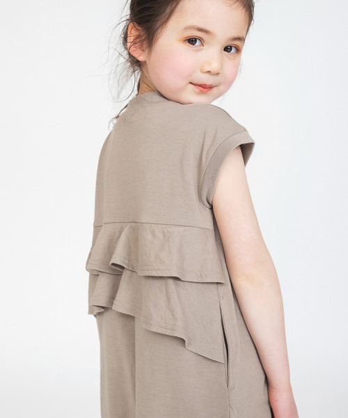 BRANSHES（ブランシェス）の「バック2段フリル半袖ワンピース（ワンピース・キッズ・ラベンダー/キャメル/チャコールグレー・150/100/130/120/90/140/110）」の7枚目の写真