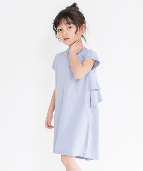 BRANSHES（ブランシェス）の「バック2段フリル半袖ワンピース（ワンピース・キッズ・ラベンダー/キャメル/チャコールグレー・150/100/130/120/90/140/110）」の6枚目の写真