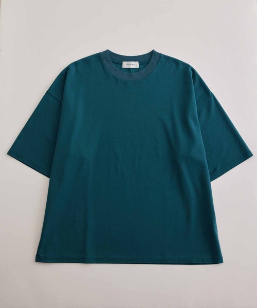 ADAM ET ROPE'（アダムエロペ）の「スーピマコットン 32Gポンチ ロイヤルクール オーバーサイズ Tシャツ（Tシャツ/カットソー・メンズ・ホワイト系その他2/スミクロ/ベージュ系その他/ライトグリーン/グリーン・M/L）」の5枚目の写真