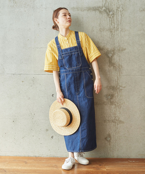 PAR ICI（パーリッシィ）の「ブラック/コットンリネン デニムサロペットワンピース（ジャンパースカート・レディース・ネイビー/ブラック・FREE）」の12枚目の写真