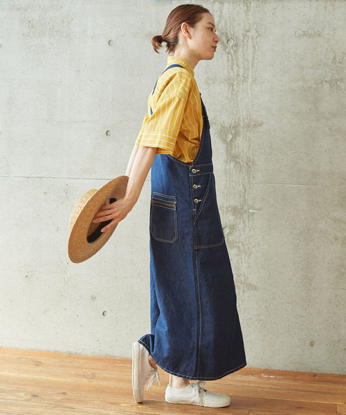 PAR ICI（パーリッシィ）の「ブラック/コットンリネン デニムサロペットワンピース（ジャンパースカート・レディース・ネイビー/ブラック・FREE）」の15枚目の写真