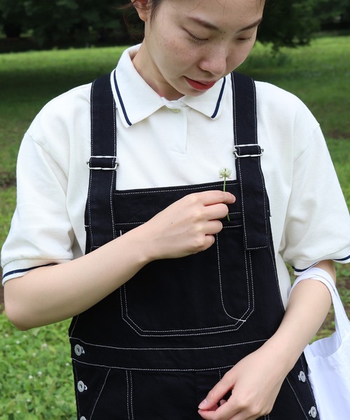 PAR ICI（パーリッシィ）の「ブラック/コットンリネン デニムサロペットワンピース（ジャンパースカート・レディース・ネイビー/ブラック・FREE）」の5枚目の写真