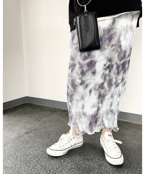 LiSeek（リシーク）の「【LiSeeK】柄プリーツタイトロングスカート（スカート・レディース・グレー/オレンジ/グリーン・FREE）」の7枚目の写真