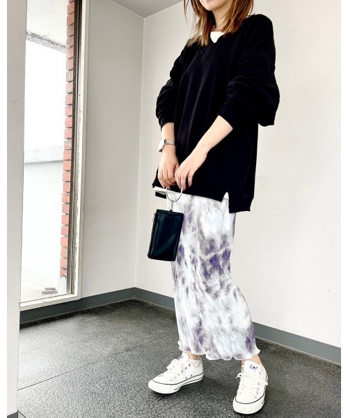 LiSeek（リシーク）の「【LiSeeK】柄プリーツタイトロングスカート（スカート・レディース・グレー/オレンジ/グリーン・FREE）」の13枚目の写真