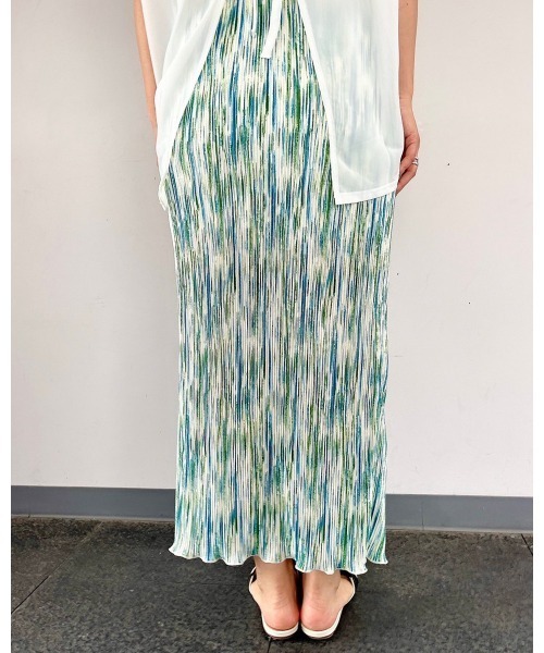 LiSeek（リシーク）の「【LiSeeK】柄プリーツタイトロングスカート（スカート・レディース・グレー/オレンジ/グリーン・FREE）」の14枚目の写真