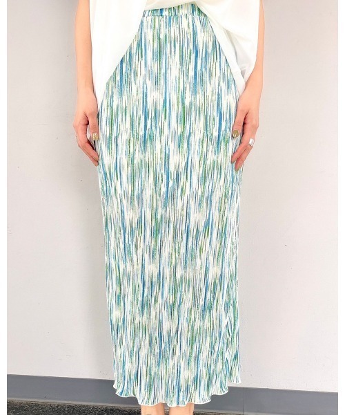 LiSeek（リシーク）の「【LiSeeK】柄プリーツタイトロングスカート（スカート・レディース・グレー/オレンジ/グリーン・FREE）」の12枚目の写真