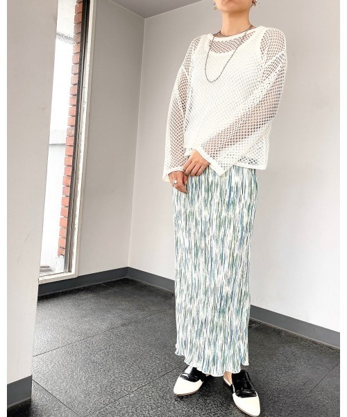 LiSeek（リシーク）の「【LiSeeK】柄プリーツタイトロングスカート（スカート・レディース・グレー/オレンジ/グリーン・FREE）」の18枚目の写真