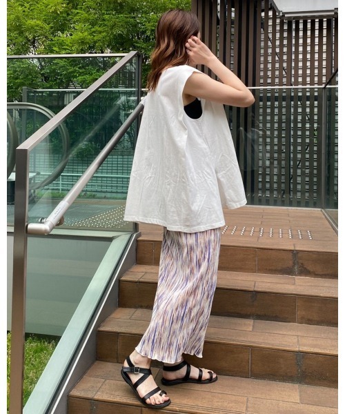 LiSeek（リシーク）の「【LiSeeK】柄プリーツタイトロングスカート（スカート・レディース・グレー/オレンジ/グリーン・FREE）」の22枚目の写真