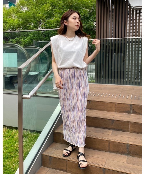 LiSeek（リシーク）の「【LiSeeK】柄プリーツタイトロングスカート（スカート・レディース・グレー/オレンジ/グリーン・FREE）」の21枚目の写真