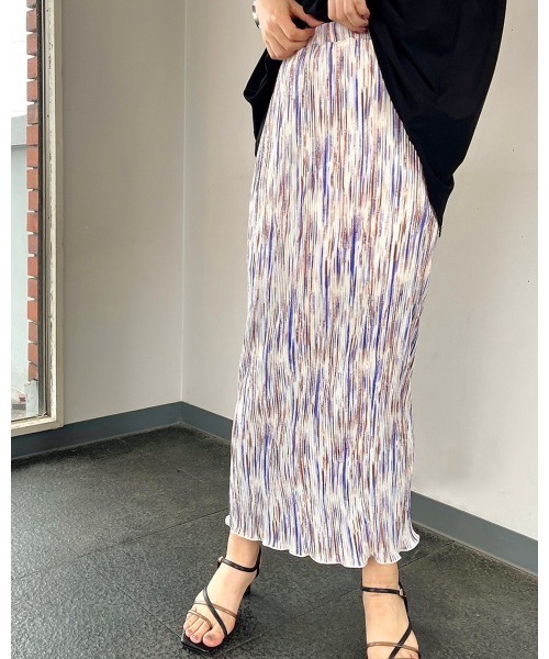 LiSeek（リシーク）の「【LiSeeK】柄プリーツタイトロングスカート（スカート・レディース・グレー/オレンジ/グリーン・FREE）」の20枚目の写真