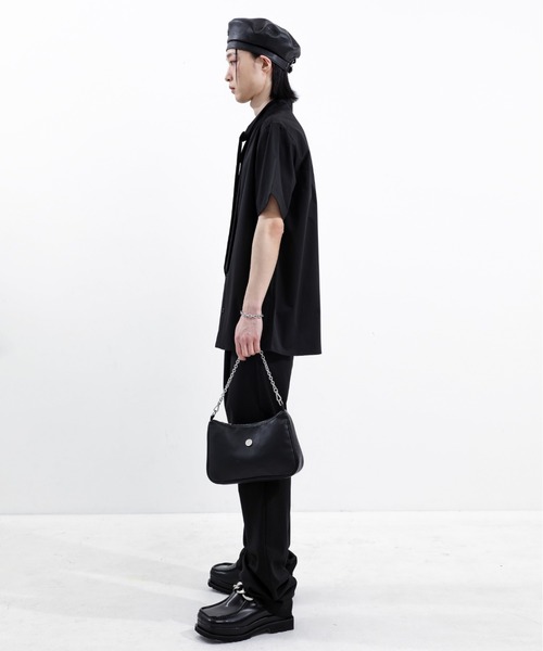 BASIC COTTON(ベーシックコットン)の「【BASIC COTTON/ベーシックコットン】LEATHER HOBO BAG / 肩掛け鞄 カバン 斜め掛けカバン レザーバッグ フェイクレザー ショルダーバッグ ハンドバッグ チェーンバッグ ミニバッグ 韓国ブランド 韓国ファッション(ショルダーバッグ・メンズ・ブラック・ONE SIZE)」の11枚目の写真