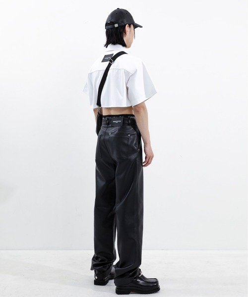 BASIC COTTON(ベーシックコットン)の「【BASIC COTTON/ベーシックコットン】LEATHER HOBO BAG / 肩掛け鞄 カバン 斜め掛けカバン レザーバッグ フェイクレザー ショルダーバッグ ハンドバッグ チェーンバッグ ミニバッグ 韓国ブランド 韓国ファッション(ショルダーバッグ・メンズ・ブラック・ONE SIZE)」の3枚目の写真