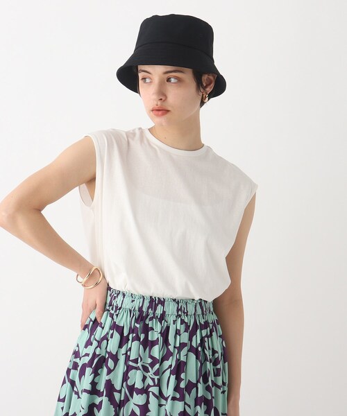 OPAQUE.CLIP（オペークドットクリップ）の「◆オーガニック強撚天竺 ノースリーブTシャツ（Tシャツ/カットソー・レディース・ブラック/グリーン/ホワイト系その他3/ホワイト系/ブラウン系その他・40/42/36/38/34）」の2枚目の写真