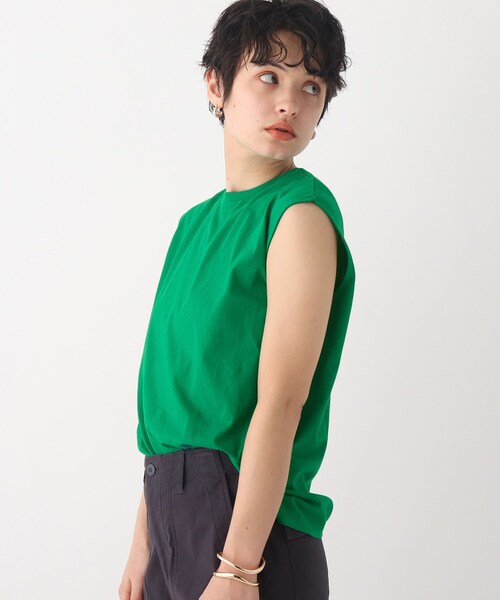 OPAQUE.CLIP（オペークドットクリップ）の「◆オーガニック強撚天竺 ノースリーブTシャツ（Tシャツ/カットソー・レディース・ブラック/グリーン/ホワイト系その他3/ホワイト系/ブラウン系その他・40/42/36/38/34）」の5枚目の写真