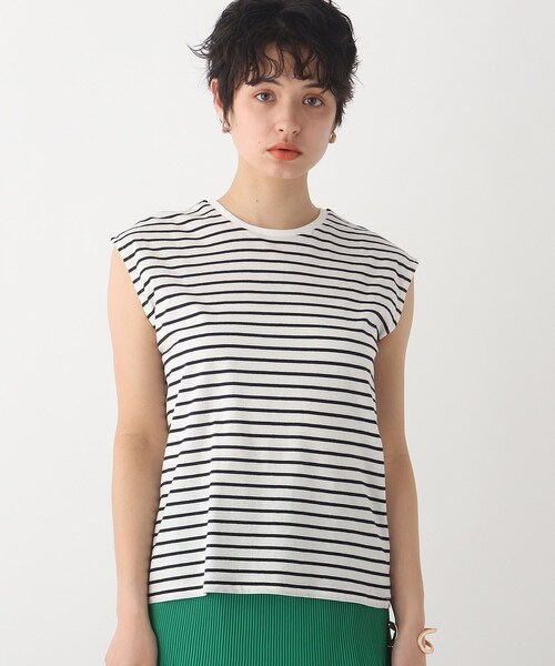 OPAQUE.CLIP（オペークドットクリップ）の「◆オーガニック強撚天竺 ノースリーブTシャツ（Tシャツ/カットソー・レディース・ブラック/グリーン/ホワイト系その他3/ホワイト系/ブラウン系その他・40/42/36/38/34）」の6枚目の写真