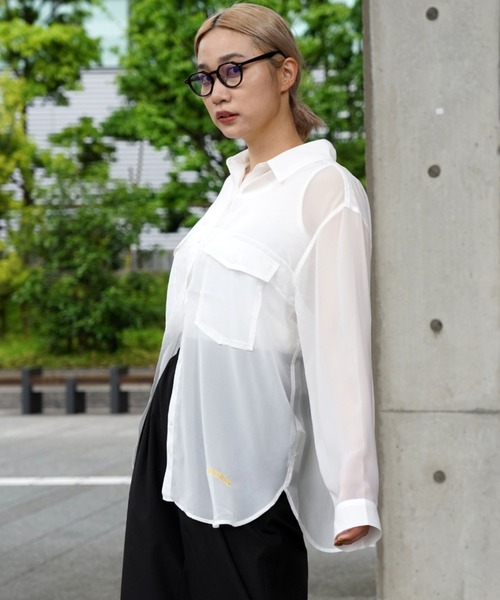 AVIREX（アヴィレックス）の「【直営店限定】MILITARY SHEAR SHIRT/ ミリタリーシアーシャツ（シャツ/ブラウス・レディース・オフホワイト/ミント・FREE）」の2枚目の写真