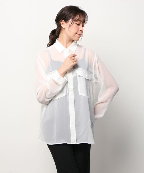 AVIREX（アヴィレックス）の「【直営店限定】MILITARY SHEAR SHIRT/ ミリタリーシアーシャツ（シャツ/ブラウス・レディース・オフホワイト/ミント・FREE）」の6枚目の写真