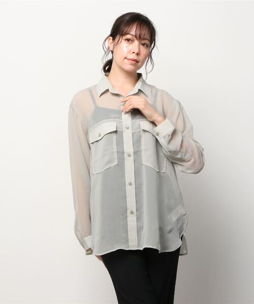 AVIREX（アヴィレックス）の「【直営店限定】MILITARY SHEAR SHIRT/ ミリタリーシアーシャツ（シャツ/ブラウス・レディース・オフホワイト/ミント・FREE）」の5枚目の写真