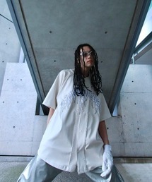 【DIG YOUR OWN GRAVE/ディグユアオウングレイブ】baseball shirts/ベースボールシャツ 半袖シャツ ロゴシャツ フェイクレザーシャツ レザーシャツ