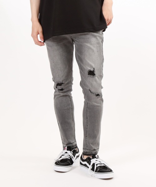 TopIsm（トップイズム）の「ダメージ加工 スーパーストレッチ アンクルデニムパンツ（デニムパンツ・メンズ・ブラック/グレー/インディゴブルー/ブルー/ライトグレー・L/XL/M）」の11枚目の写真