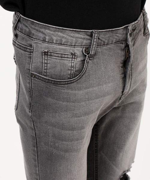 TopIsm（トップイズム）の「ダメージ加工 スーパーストレッチ アンクルデニムパンツ（デニムパンツ・メンズ・ブラック/グレー/インディゴブルー/ブルー/ライトグレー・L/XL/M）」の15枚目の写真