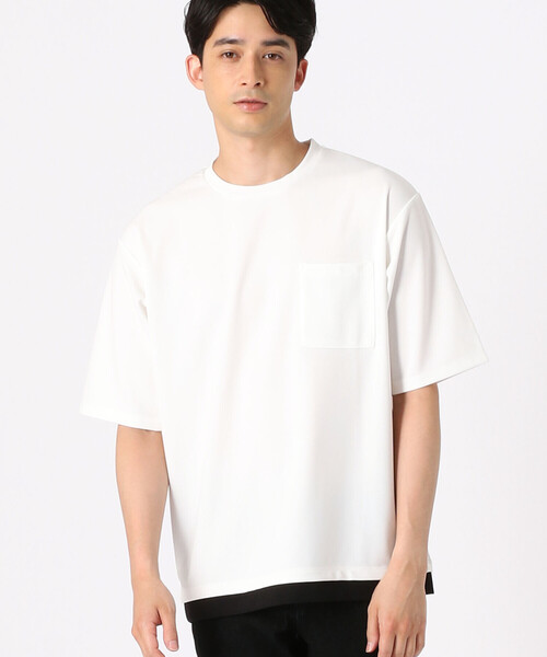 COMME CA ISM(コムサイズム)の「フェイクレイヤード クルーネックTシャツ(Tシャツ/カットソー・メンズ・ホワイト/ブラック/ベージュ/グリーン/ミント/チャコール・MEDIUM/LARGE/X-LARGE)」の2枚目の写真