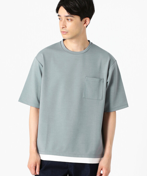 COMME CA ISM(コムサイズム)の「フェイクレイヤード クルーネックTシャツ(Tシャツ/カットソー・メンズ・ホワイト/ブラック/ベージュ/グリーン/ミント/チャコール・MEDIUM/LARGE/X-LARGE)」の6枚目の写真