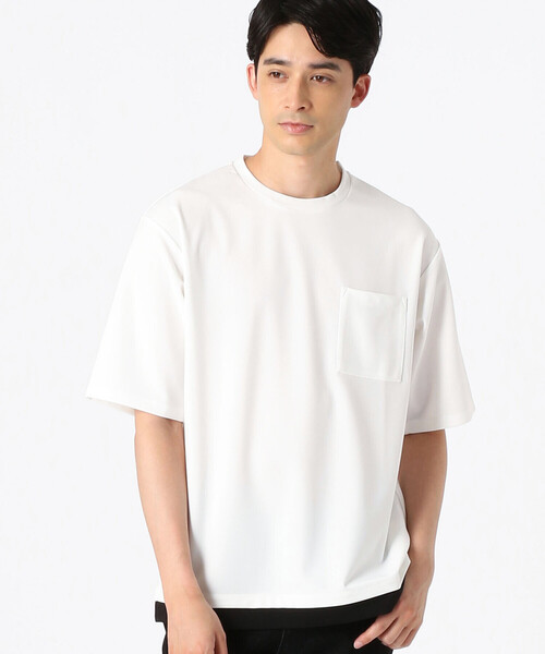 COMME CA ISM(コムサイズム)の「フェイクレイヤード クルーネックTシャツ(Tシャツ/カットソー・メンズ・ホワイト/ブラック/ベージュ/グリーン/ミント/チャコール・MEDIUM/LARGE/X-LARGE)」の8枚目の写真