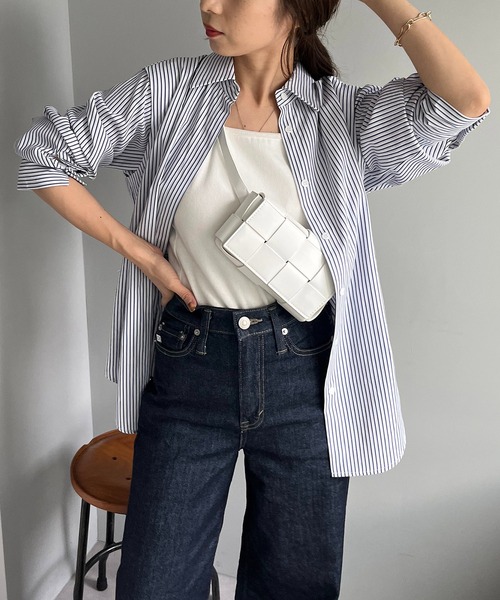 CAPRICIEUX LE'MAGE（カプリシューレマージュ）の「バックドロストシャツ（シャツ/ブラウス・レディース・パープル/ネイビー・FREE）」の4枚目の写真