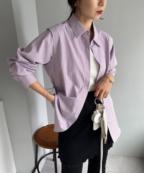 CAPRICIEUX LE'MAGE（カプリシューレマージュ）の「バックドロストシャツ（シャツ/ブラウス・レディース・パープル/ネイビー・FREE）」の16枚目の写真