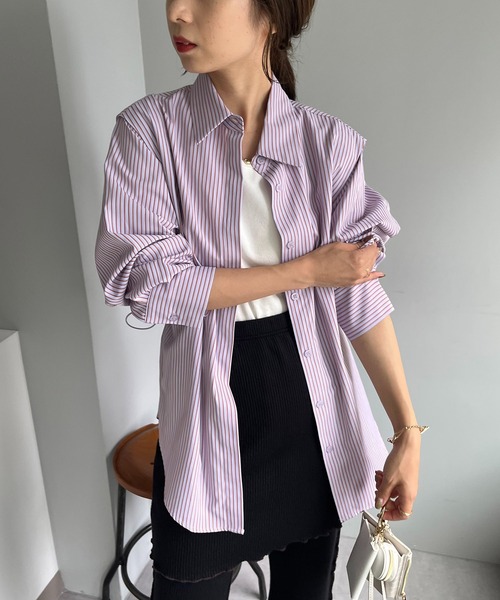 CAPRICIEUX LE'MAGE（カプリシューレマージュ）の「バックドロストシャツ（シャツ/ブラウス・レディース・パープル/ネイビー・FREE）」の17枚目の写真