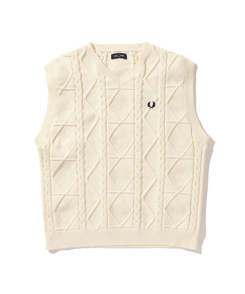 FRED PERRY × BEAMS / 別注 Cable Knit Vest FRED PERRY × BEAMS / 別注 Cable Knit Vest【公式通販】