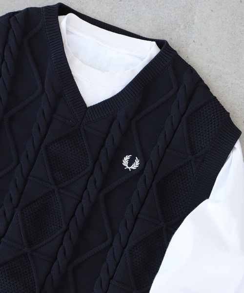 FRED PERRY × BEAMS / 別注 Cable Knit Vest FRED PERRY × BEAMS / 別注 Cable Knit Vest【公式通販】