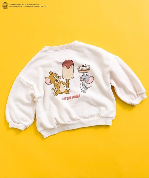 Tom＆Jerry（トムアンドジェリー）の「トムとジェリー 4柄トレーナー（スウェット・キッズ・オフホワイト/イエロー/オレンジ/ブルー・90/100/110/120/80/130）」の2枚目の写真
