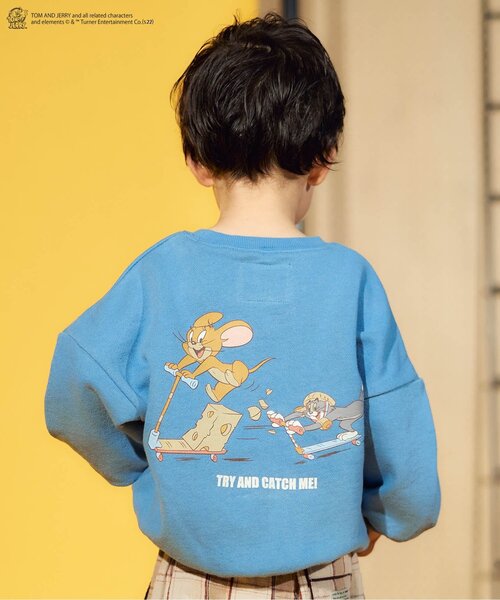 Tom＆Jerry（トムアンドジェリー）の「トムとジェリー 4柄トレーナー（スウェット・キッズ・オフホワイト/イエロー/オレンジ/ブルー・90/100/110/120/80/130）」の3枚目の写真