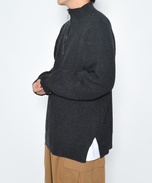 anown(アノン)の「ハーフジップハイネックオーバーニット(ニット/セーター・メンズ・グリーン/チャコールグレー・FREE)」の13枚目の写真