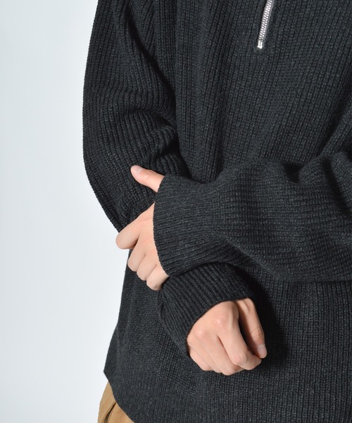 anown(アノン)の「ハーフジップハイネックオーバーニット(ニット/セーター・メンズ・グリーン/チャコールグレー・FREE)」の18枚目の写真