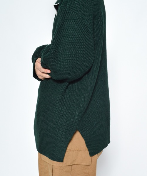 anown(アノン)の「ハーフジップハイネックオーバーニット(ニット/セーター・メンズ・グリーン/チャコールグレー・FREE)」の7枚目の写真