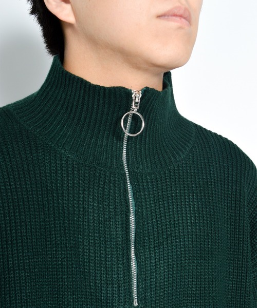 anown(アノン)の「ハーフジップハイネックオーバーニット(ニット/セーター・メンズ・グリーン/チャコールグレー・FREE)」の9枚目の写真