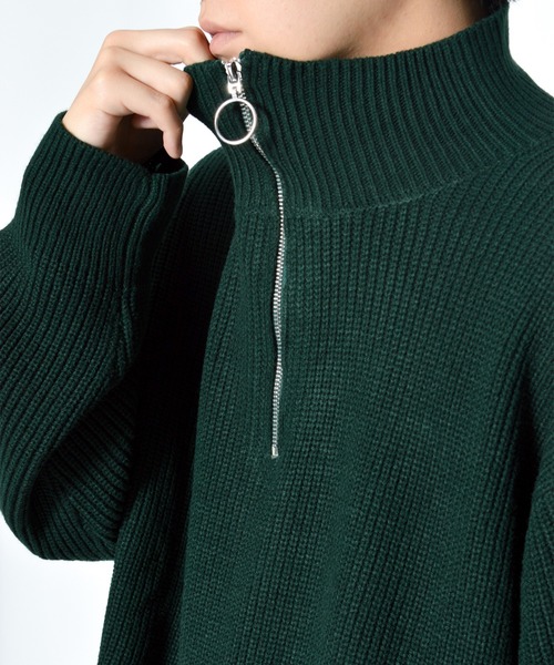 anown(アノン)の「ハーフジップハイネックオーバーニット(ニット/セーター・メンズ・グリーン/チャコールグレー・FREE)」の15枚目の写真