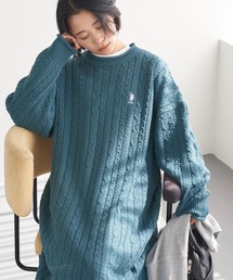 U.S. POLO ASSN. /ユーエスポロアッスン 別注 ワンポイント刺繍 ケーブルニットワンピース